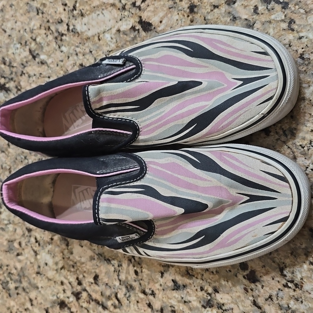 Vans zebra slip on shoes